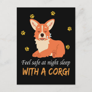 Carte Postale 4 Sentez En Sécurité La Nuit Dormir Avec Un Corgi