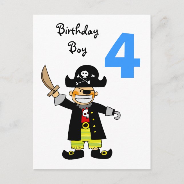 Carte Postale 4 year old pirate boy (Devant)