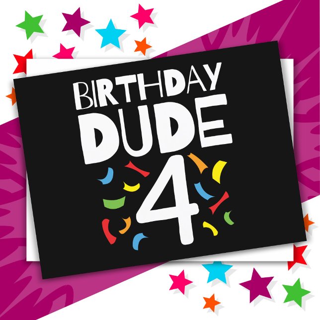 Carte Postale 4e anniversaire 4 ans garçon fête anniversaire Dud (Créateur téléchargé)