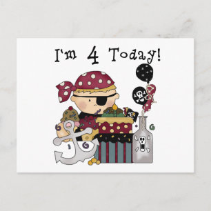 Carte Postale 4e anniversaire Pirate Tshirts et cadeaux