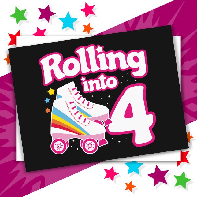 Carte Postale 4e anniversaire Roller Skate 4 ans (Créateur téléchargé)