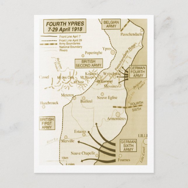 Carte Postale 4e bataille d'Ypres, 1918 (Devant)