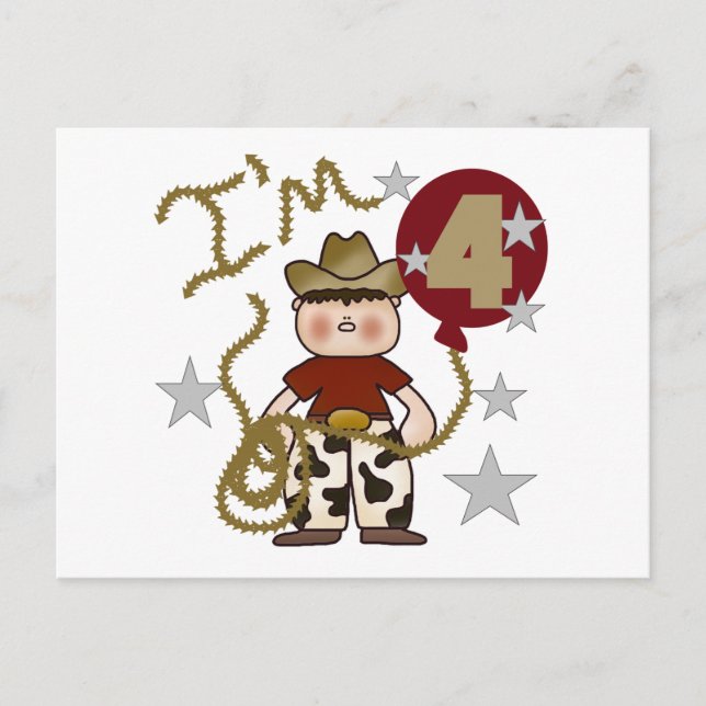 Carte Postale 4e Cowboy Tshirts et cadeaux d'anniversaire (Devant)