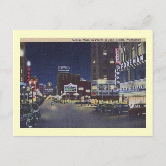 Carte Postale 4e et Pike, Seattle, Washington Vintage (Devant)
