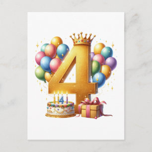 Carte Postale 4ème anniversaire doré