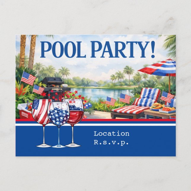 Carte Postale 4th of July Celebration Barbecue Pool Party  (Devant)