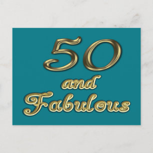 Carte Postale 50 and Fabulous Birthday Gold Typography 50th Age