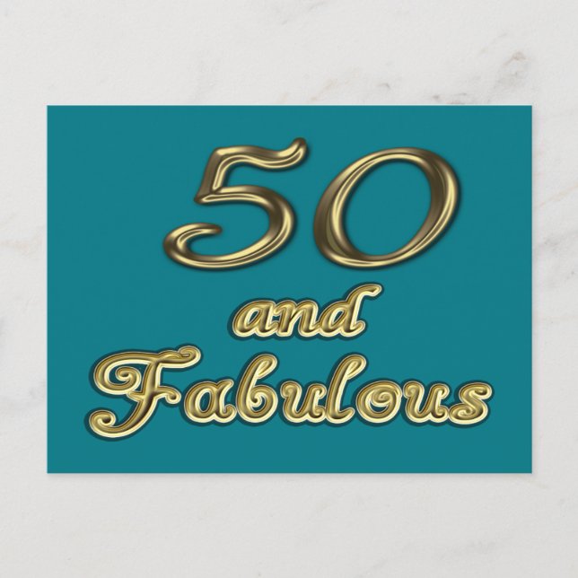 Carte Postale 50 and Fabulous Birthday Gold Typography 50th Age (Devant)