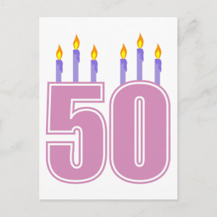 Carte Postale 50 bougies d'anniversaire (rose / violet)