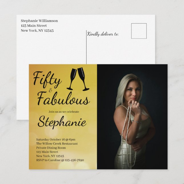 Carte Postale 50 et Fabuleux | Fête d'anniversaire 50 ans (Devant / Derrière)