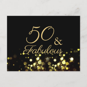 Carte Postale 50 et Fabulous Black and Gold Birthday