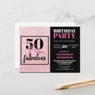 Carte Postale 50 & Fabulous Chic PInk Parties scintillant fête d