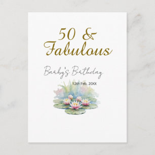 Carte Postale 50 & merveilleux lotus d'eau aquarelle 
