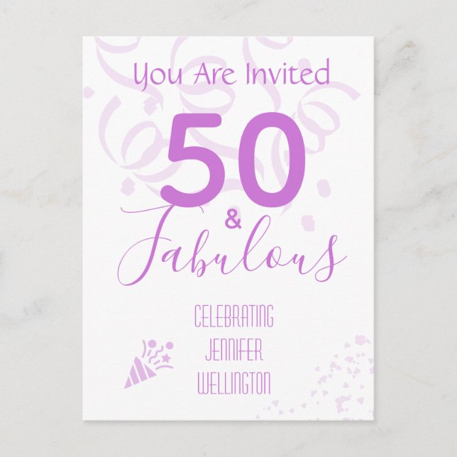 Carte Postale 50e anniversaire Custom Nam Hot Pink Party Invitat (Devant)