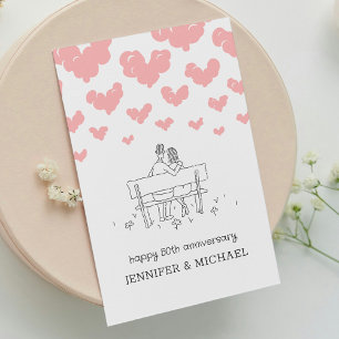 Carte Postale 50e anniversaire de mariage Couple marié coeurs