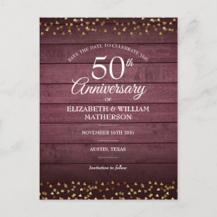 Carte Postale 50e anniversaire de mariage Save the Date cœurs do