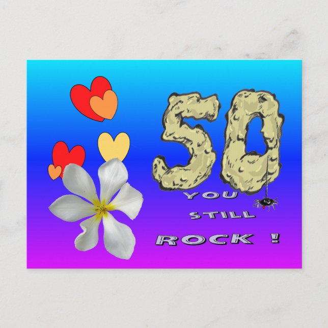 Carte postale 50e anniversaire de Sara cœurs bleu  (Devant)