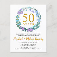 50e anniversaire du Mariage Invitation florale d'o