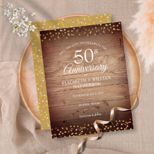 Carte Postale 50e anniversaire Enregistrer la date Coeurs d'or R