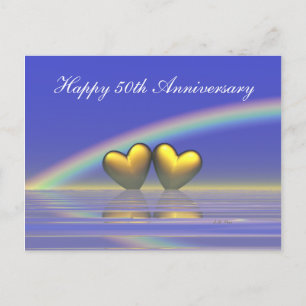 Carte Postale 50e Anniversaire Golden Hearts