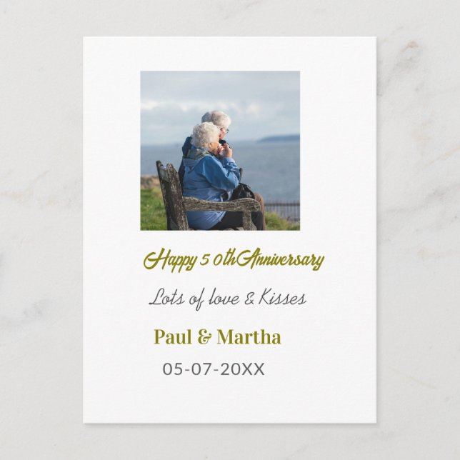 Carte Postale 50e anniversaire joyeux moderne ajouter nom date p (Devant)