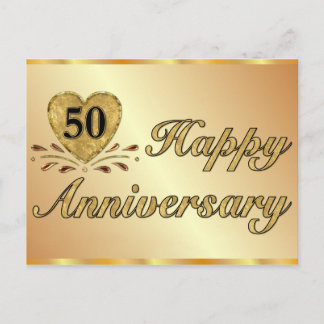 Carte postale - 50e anniversaire - Or