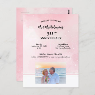Carte Postale 50e anniversaire Photo personnalisée Starry Pink