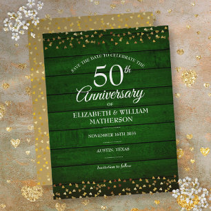 Carte Postale 50e Anniversaire Rustique Enregistrer la Date Cœur