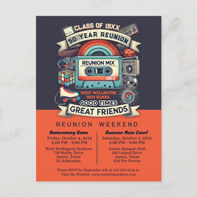 Carte Postale 50ème Réunion du lycée Réunion Rétro Retour (Devant)