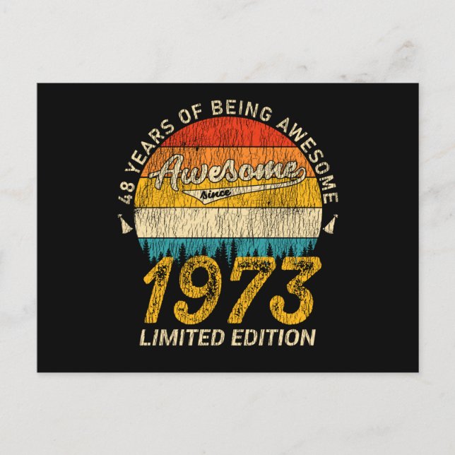 Carte Postale 52 Ans 1973 Retro Awesome 52e anniversaire Cadeau (Devant)
