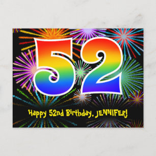 Carte Postale 52e Anniversaire – Motif de Feux d'Artifice Amusan