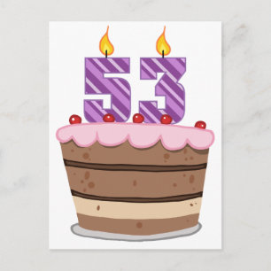Carte Postale 53 ans sur le gâteau d'anniversaire