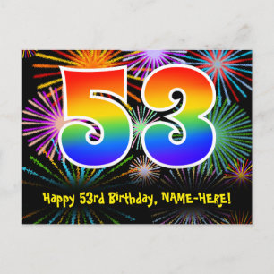 Carte Postale 53e Anniversaire – Motif de feux d'artifice amusan