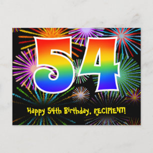Carte Postale 54e Anniversaire – Motif de feux d'artifice amusan