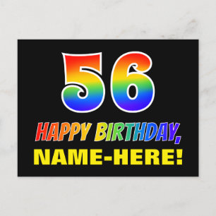 Carte Postale 56e anniversaire : Bold, amusant, simple, arc-en-c