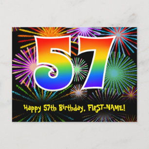 Carte Postale 57e Anniversaire – Motif de Feux d'Artifice Amusan
