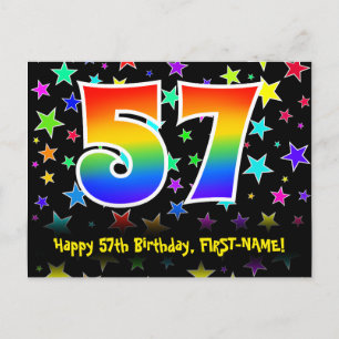 Carte Postale 57e Anniversaire : Motif Étoiles Amusantes, Arc-en