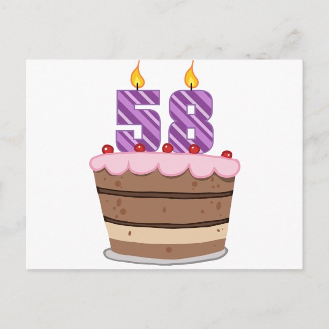 Carte Postale 58 ans sur le gâteau d'anniversaire (Devant)