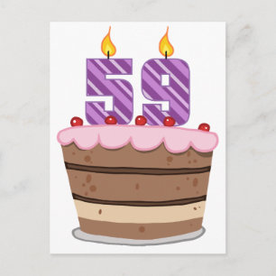 Carte Postale 59 ans sur le gâteau d'anniversaire