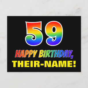 Carte Postale 59e anniversaire : Bold, amusant, simple, arc-en-c