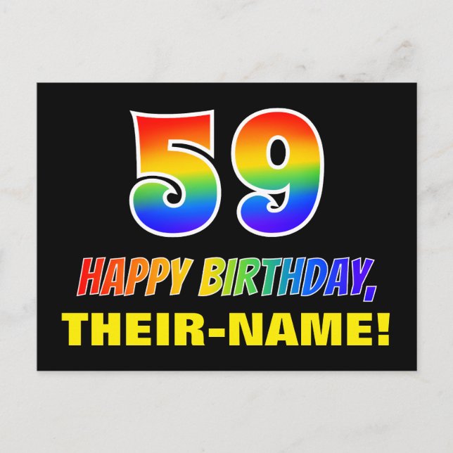 Carte Postale 59e anniversaire : Bold, amusant, simple, arc-en-c (Devant)