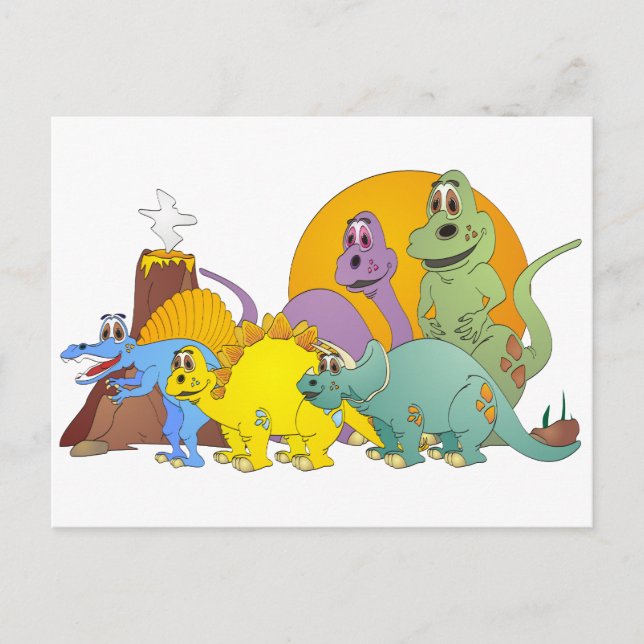 Carte Postale 5 Amis Dinosaures (Devant)