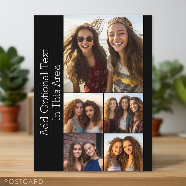 Carte Postale 5 Collage photo Texte facultatif - peut modifier n (Personalized Photo Postcard)
