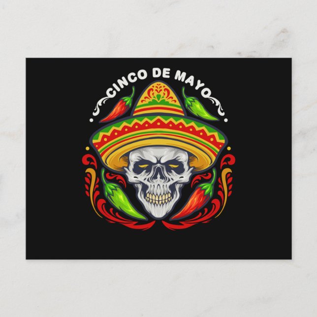 Carte Postale 5 De Mayo Crâne mexicain à sucre, Cinco De Mayo Cr (Devant)