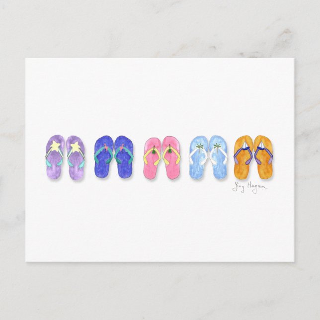 Carte Postale 5 Pairs of flip-flops postcard (Devant)