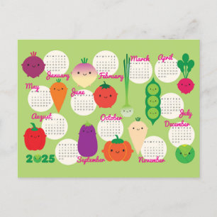 Carte Postale 5 Par Jour Kawaii Légumes 2025 Calendrier