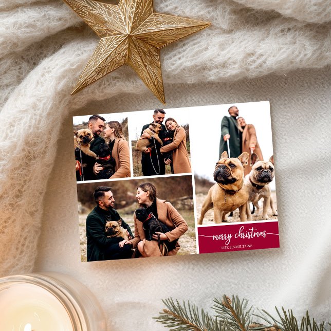 Carte Postale 5 Photos Collage Stylish Police Joyeux Noël (Créateur téléchargé)