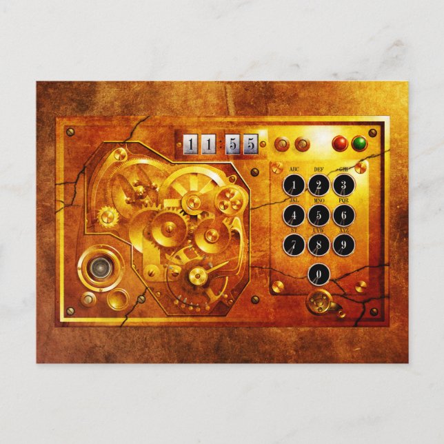 Carte Postale 5 to of 12 Steampunk clock grunge (Devant)