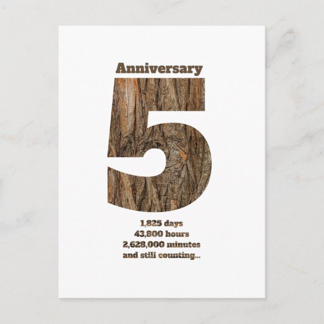 Carte Postale 5 Year Anniversary - Wood Anniversary Milestone (Devant)