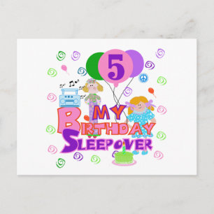 Carte Postale 5e anniversaire Sleepover T-shirts et cadeaux